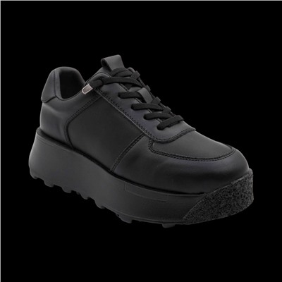 Кроссовки из натуральной кожи S068-1 черные