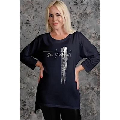 Туника 7164 (Темно-синий_серебро)