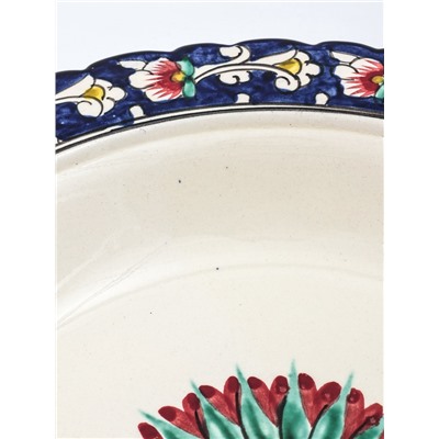 УЦЕНКА Блинница Риштанская Керамика «Цветы», 32 см, синий