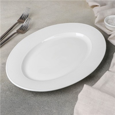 Блюдо фарфоровое «Каресса», 29.5×21.5 см, цвет белый