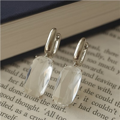 Серьги бижутерия длинные крупный камень, цвет: прозрачный, арт.007.135