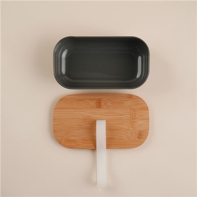 Контейнер для еды SL Home «Каса Перфекто», 21.5×12.5×6 см, с бамбуковой крышкой, оцинкованная сталь, зелёный