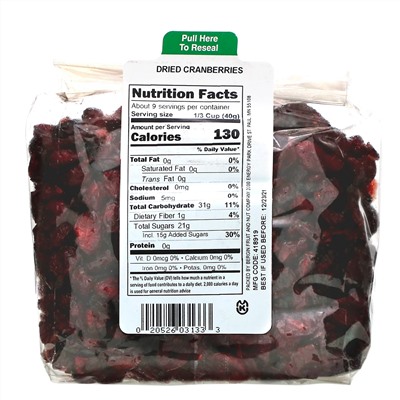 Bergin Fruit and Nut Company, Сушеная клюква, 340 г (12 унций)