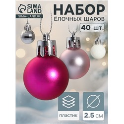 Ёлочные игрушки «Малышки в шарике», шары новогодние, d=2.5 см, набор 40 шт., белый/розовый
