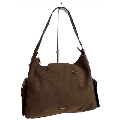 Женская сумка из искусственной замши, цвет шоколад