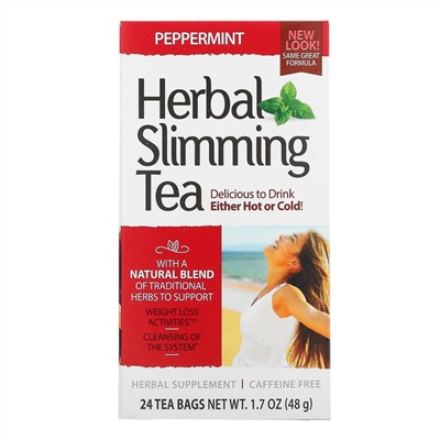 21st Century, Herbal Slimming Tea, Peppermint, Caffeine Free, 24 Tea Bags, 1.7 oz (48 g)