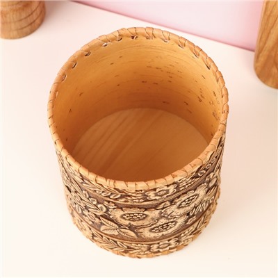 Туес «Лето», шитый, 10×10×14.5 см, береста