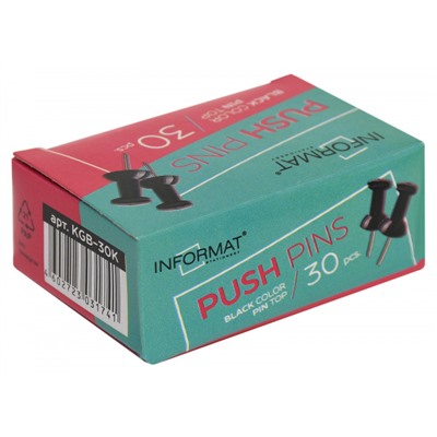 Кнопки силовые  30шт черные KGB-30K inФОРМАТ