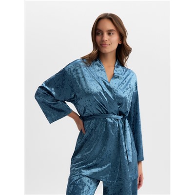 Костюм домашний женский (жакет, брюки) KAFTAN Velvet, размер 40-42, синий