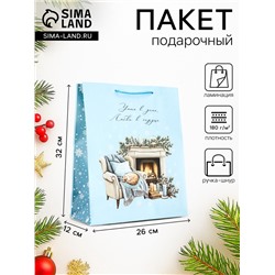 Пакет подарочный новогодний ламинированный, «Уюта в доме», 26×12×32 см