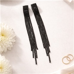 Серьги длинные висячие со стразами "Вечерние", цвет: черный, арт.012.057