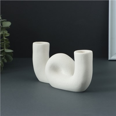 Подсвечник на 2 свечи TAKE IT EASY «Узел», белый, 17×3.5×8.5 см