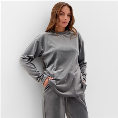 Костюм женский (свитшот, брюки) KAFTAN Plushy, размер 40-42, серый