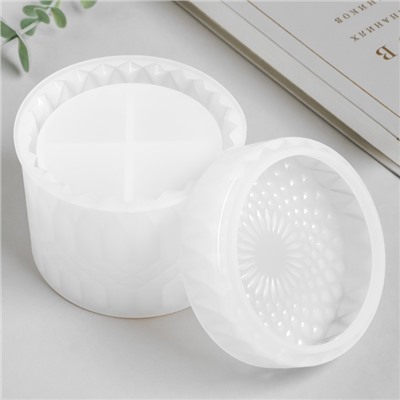 Молд силиконовый «Шкатулка круглая узорная» с крышкой 9.8×9.8×9.4 см