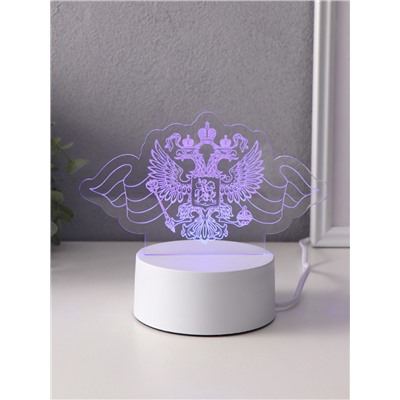 Светильник 3D RISALUX «Герб», LED-ночник, RGB, от сети, 9.5×16×9.9 см