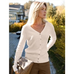 Кардиган тонкой ажурной вязки из хлопка и вискозы