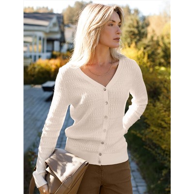 Кардиган тонкой ажурной вязки из хлопка и вискозы