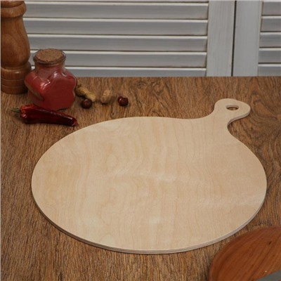 Доска разделочная деревянная «Круг с ручкой классика», 38×30×0.6 см