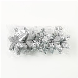 Ёлочные игрушки «Снежинки», серебряные