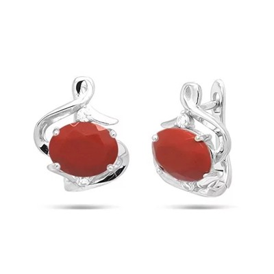 Серьги из серебра коралл, МЦВ022
