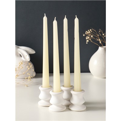 Набор свечей античных, 2.3×24.5 см, 5 ч, 55 г, 4 шт., слоновая кость