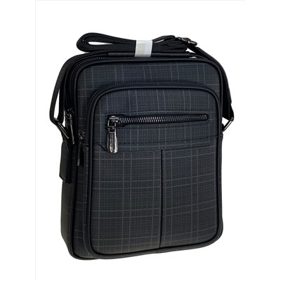 Сумка мужская из натуральной кожи, цвет графито-черный