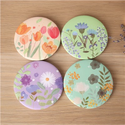 Зеркало карманное 7 см Цветы / MX-357 /уп 60/720/OPP