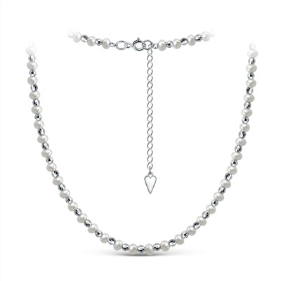 Браслет из серебра с пресноводным культивированным жемчугом родированный - 18 см 251-10-292-18р