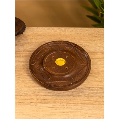 Подставка под благовония круглая, 12.5×12.5×1.5 см, дерево шишам