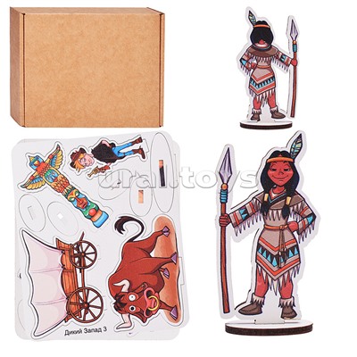 Игровой набор "Дикий запад" (дерево) крафтовая коробка