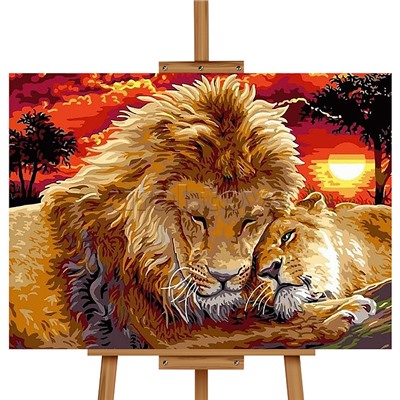 Набор для рисования "Картина по номерам 40х50 см. Лев и львица"
