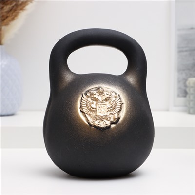 Копилка для денег «Гиря с гербом», гипс, чёрная, 14×14×19 см