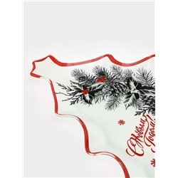 Блюдо сервировочное новогоднее Доляна «С Новым Годом», 24.5×24.7×2 см, стекло, белое