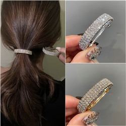 Круглая заколка-автомат для хвоста со стразами, 5 см.