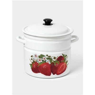 Кастрюля эмалированная, 10 л, d=26.6 см, с крышкой, цилиндрическая, белая