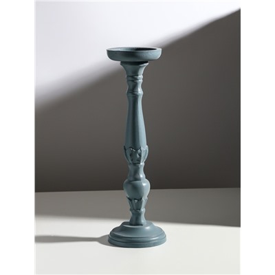 Деревянный подсвечник на 1 свечу «Колонна цветочная», серо-сиреневый, 10×10×37 см