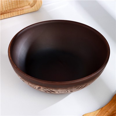 Салатник «Ангоб», 1 л, 6×18.5 см, красная глина