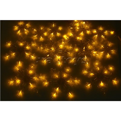 Электрогирлянда-занавес светодиодная "Снежинки", теплый