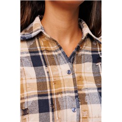 Рубашка в клетку с длинным рукавом 418 (Синий/клетка)