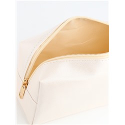 Косметичка женская на молнии, маленькая, объёмная, на подкладке, белая