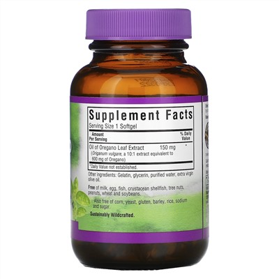 Bluebonnet Nutrition, Масло из экстракта листа душицы, 60 мягких капсул