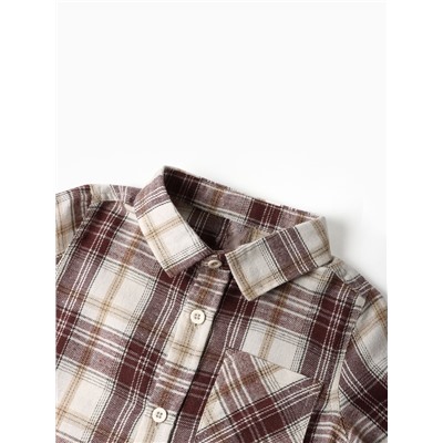 Рубашка детская фланелевая KAFTAN, размер 30 (98-104 см), коричневая