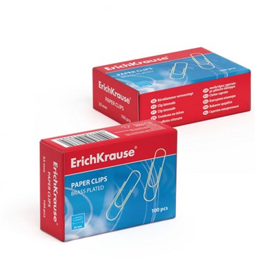 Скрепки канцелярские 33мм/100шт омедненные, золотые 24868 ErichKrause