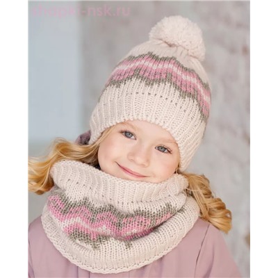 PQ 24 PD 24 Комплект для девочки флис (колпак+снуд) (52-54)