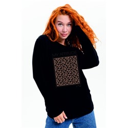 8541 Футболка с длинным рукавом женская (Черный_мое)