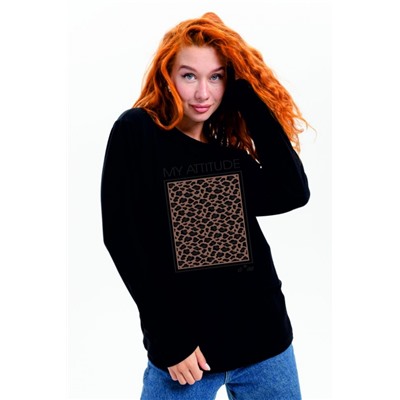 8541 Футболка с длинным рукавом женская (Черный_мое)