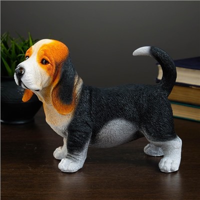 Копилка для денег «Щенок бассет-хаунда стоит», полистоун, 23×11×18 см