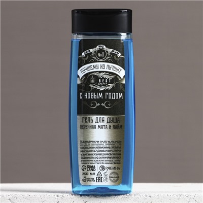 Подарочный набор новогодний «Лучшему мужику», гель для душа 250 мл и мочалка для тела, Чистое счастье