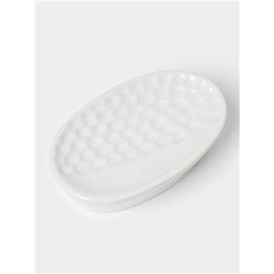 Аксессуары для ванной Доляна «Рельеф», 4 предмета, дозатор 340 мл, мыльница, 2 стакана 300 мл, белые