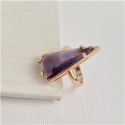 Кольцо 19 р ювелирная бижутерия коллекция "Дубай", покрытие позолота, вставка: фианит, цвет: фиолетовый, арт.414.152-19